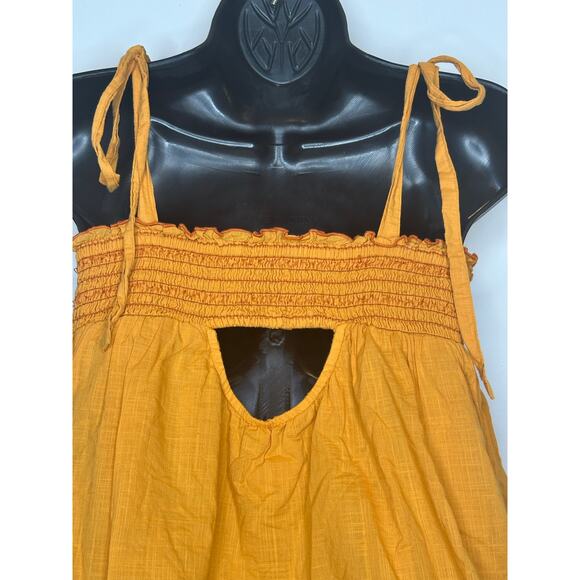 Anthropologie Gold Embroidered Swing Tank bow tie straps boho Size Small - Picture 11 of 11